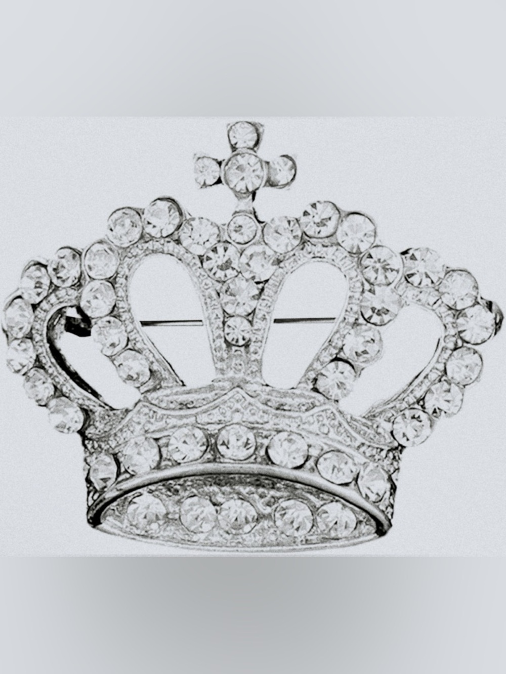 Silver  Crown Brooch Pin with Swarovski 1.5 Inches length New